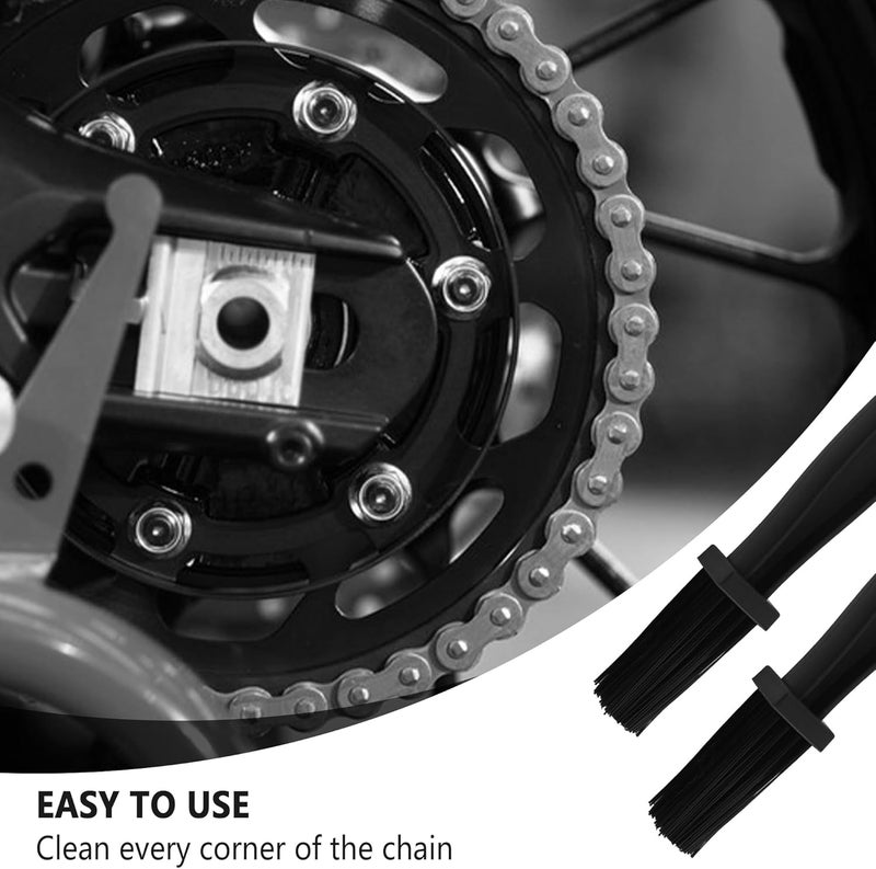 Stacool 2PCS Motorcycle Chain Brush,Double-Ended Motorcycle Chain Cleaner with Three-Sided and Long Bristles,Universal Motorcycle Chain Cleaning Kit for Motorcycle Bicycle Mountain Bike (Black/2PCS) - Image 4